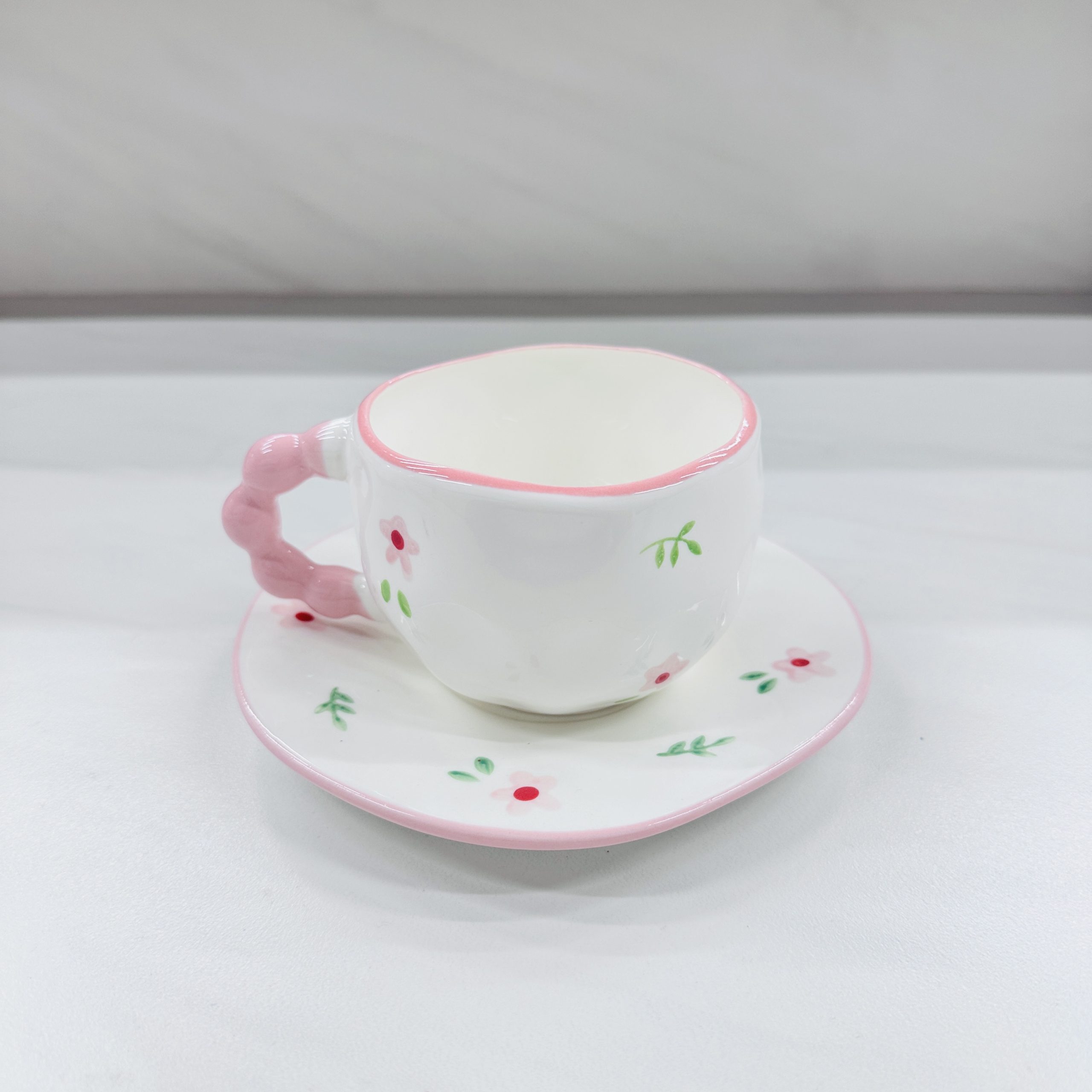 Набор из чашки и блюдца, симпатичная кофейная чашка в горошек, керамическая кружка, стиль ресторанного уровня.