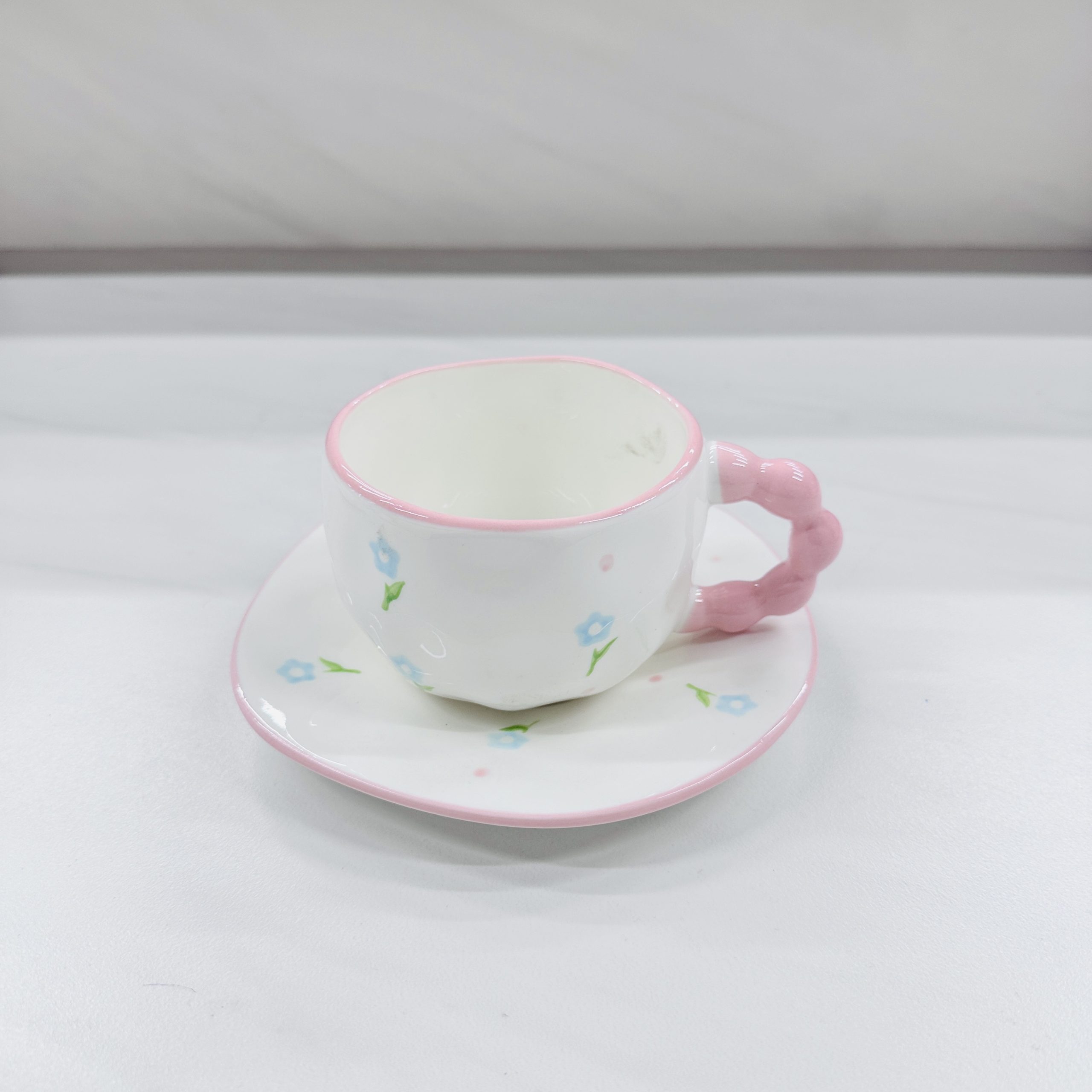 Набор из чашки и блюдца, симпатичная кофейная чашка в горошек, керамическая кружка, стиль ресторанного уровня.