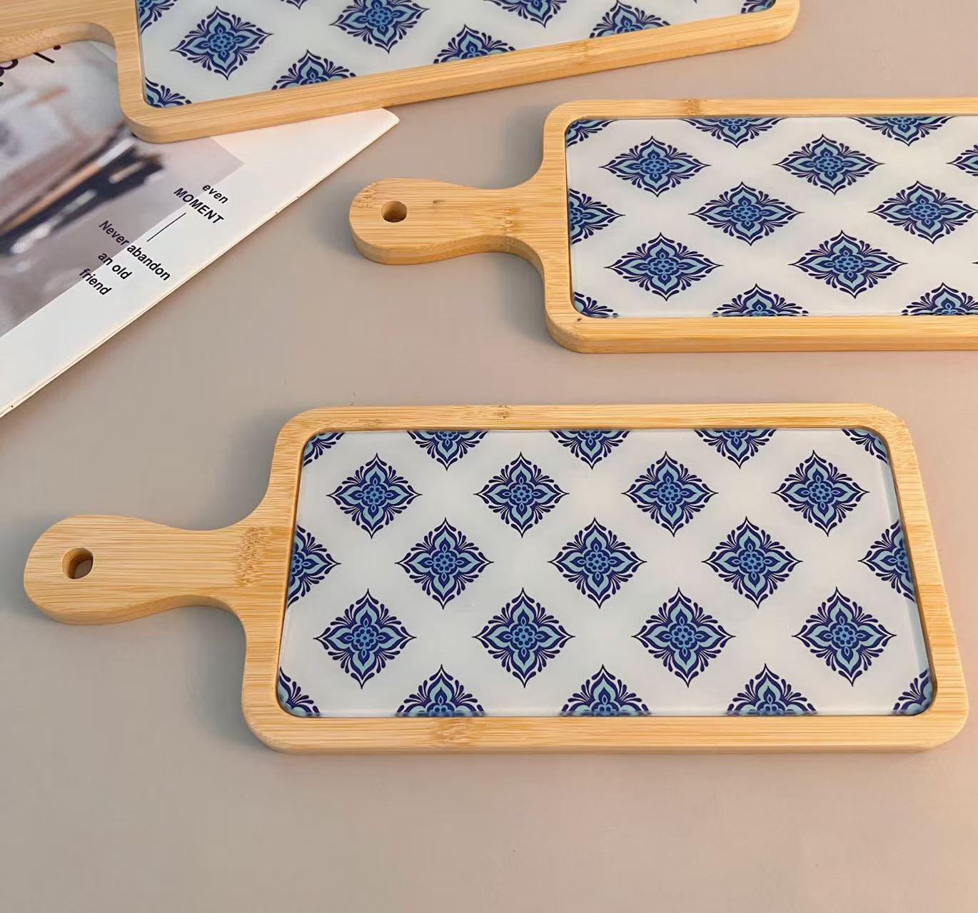 Бамбуковый керамический термостойкий и теплоизолирующий коврик, украшение для кухни в стиле ретро.