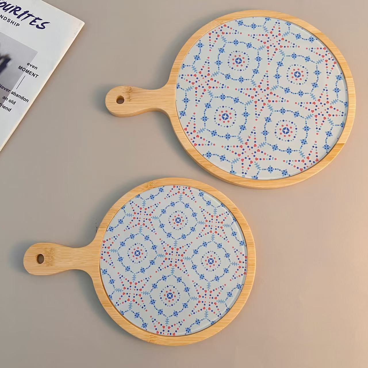 Бамбуковый керамический термостойкий и теплоизолирующий коврик, украшение для кухни в стиле ретро.