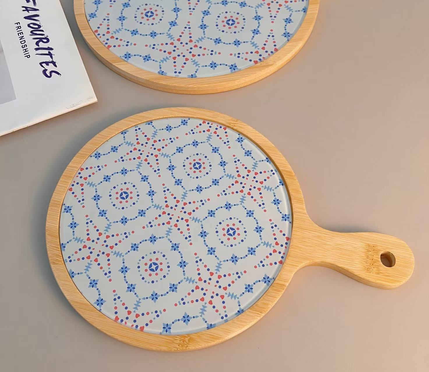 Бамбуковый керамический термостойкий и теплоизолирующий коврик, украшение для кухни в стиле ретро.