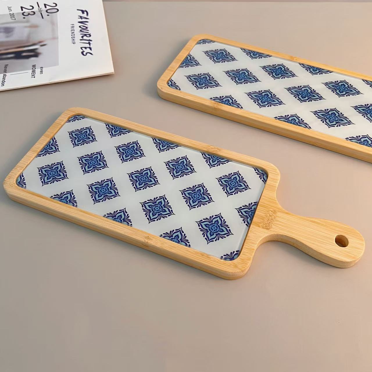 Бамбуковый керамический термостойкий и теплоизолирующий коврик, украшение для кухни в стиле ретро.