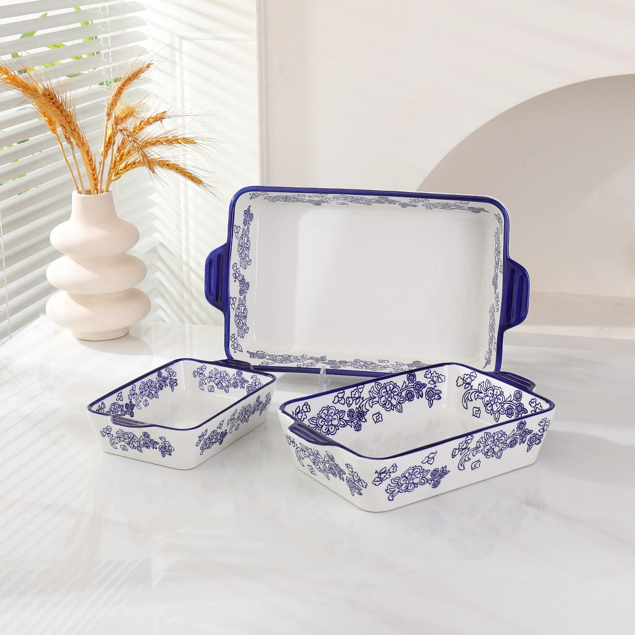 Набор высококачественных противней для выпечки с керамическим узором