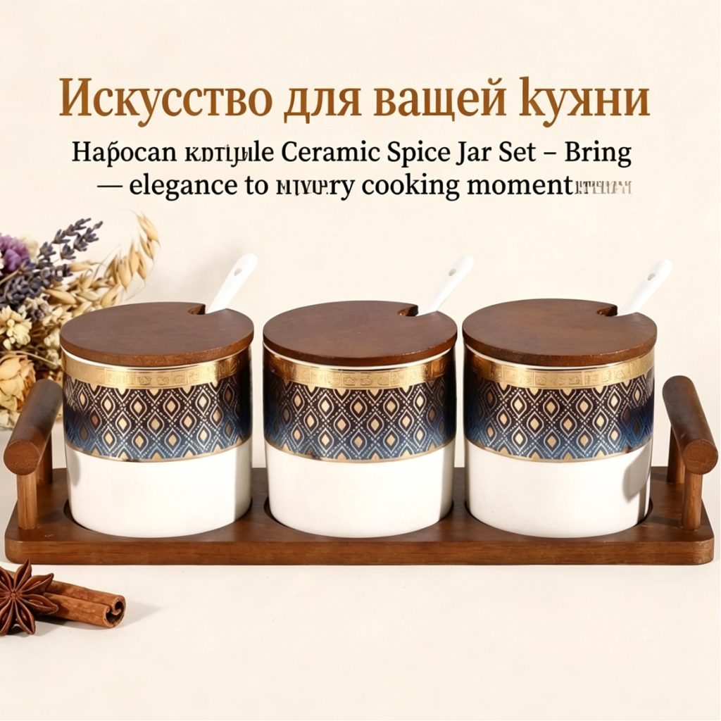 Набор из трех керамических баночек для специй в...