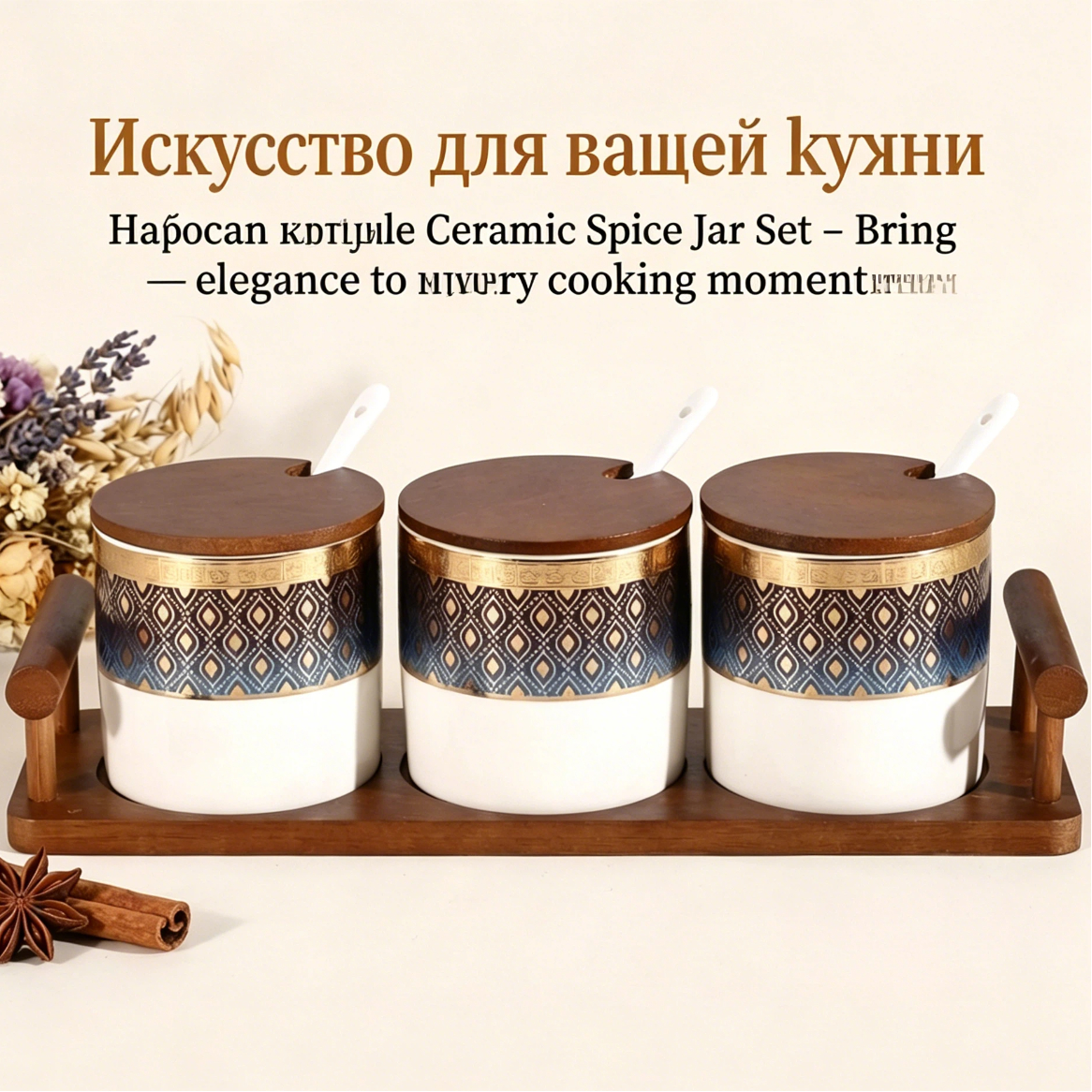 Набор из трех керамических баночек для специй в марокканском стиле, оптовая продажа по низкой цене.