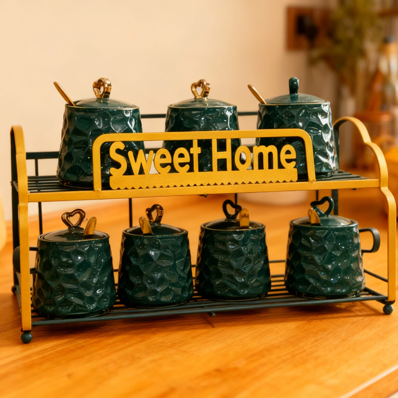 Высококачественная двухслойная керамическая подставка для хранения специй, компактная кухонная полка для хранения.