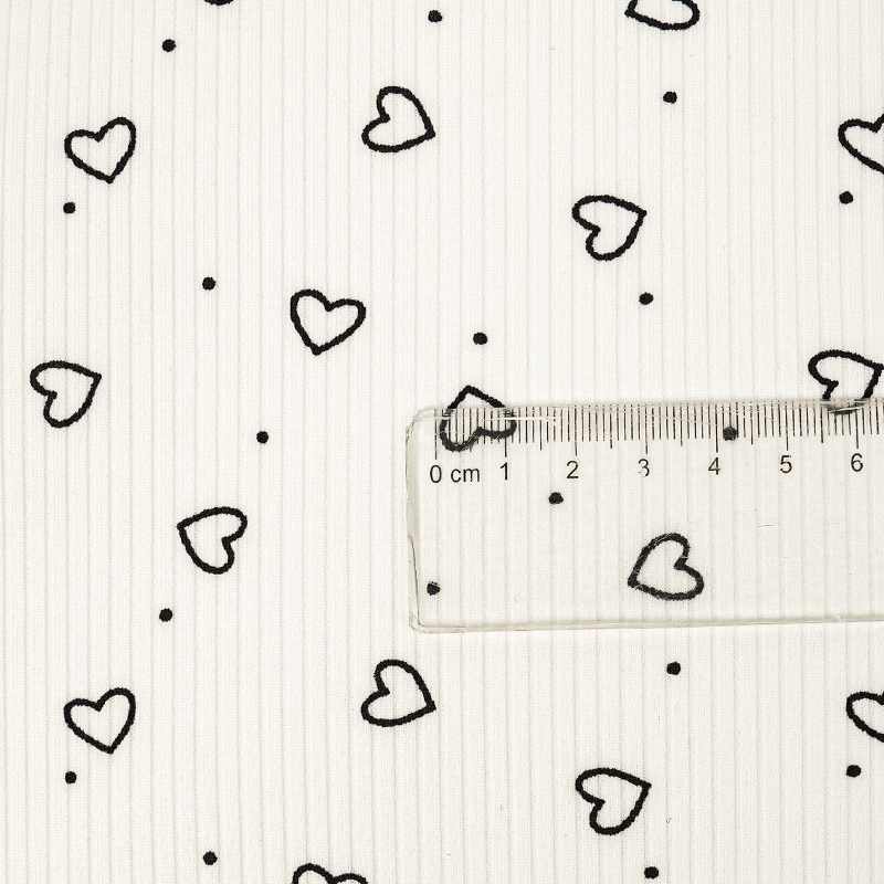 JY8054Т рикотажная ткань в рубчик из полиэстера и спандекса в форме сердца с мелким цветочным принтом, ткань для детского боди