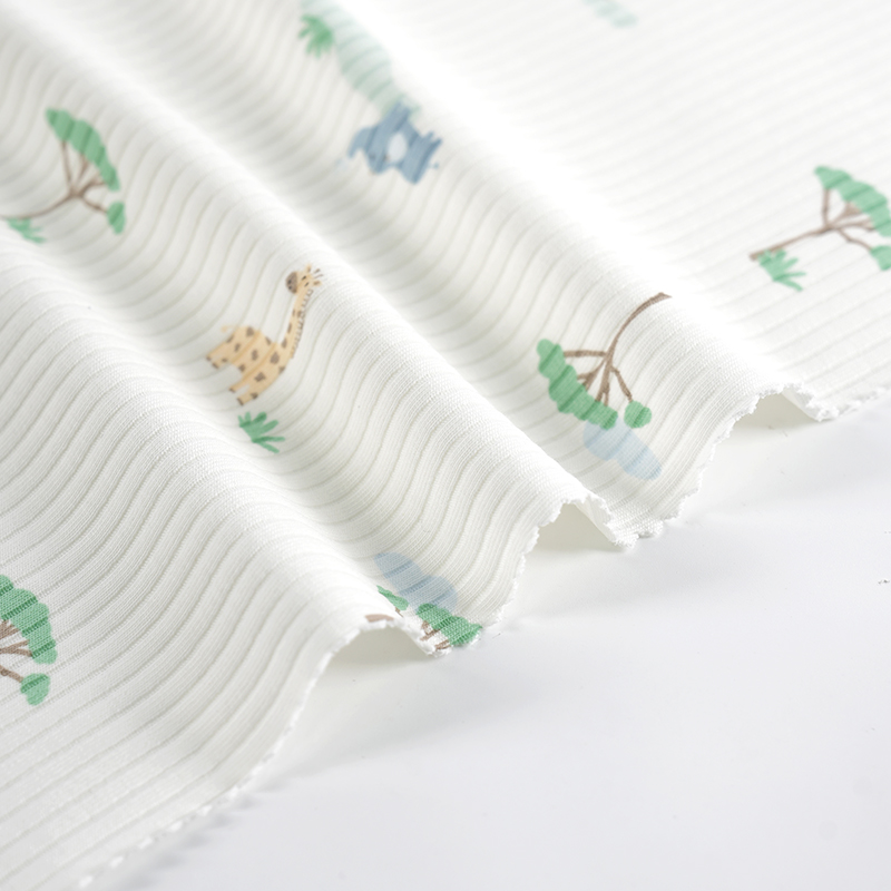 JY80618062 Эластичная трикотажная ткань с мультяшным принтом из хлопка и спандекса с добавлением аммония, идеально подходит для осенних и зимних детских комбинезонов и домашней одежды