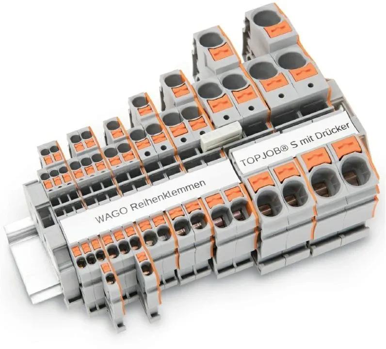 конструкция с кнопочным креплением клеммной колодки WAGO TOPJOB® S-rail