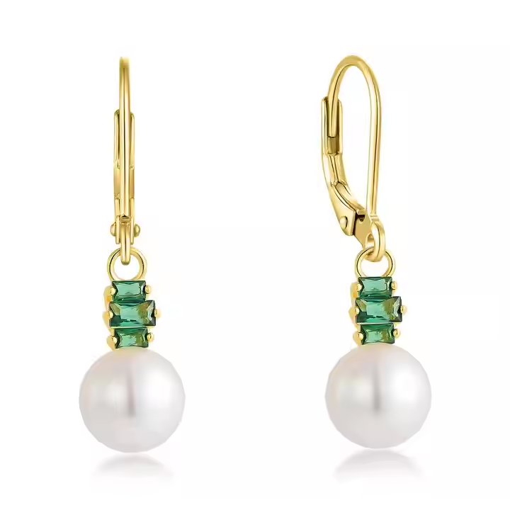 ENDLESS обычай OEM Green Zircon жемчужные ювелирные изделия роскошь 925 фунтов серебра 18K золотым покрытием обруч и серьга Huggie для женщин