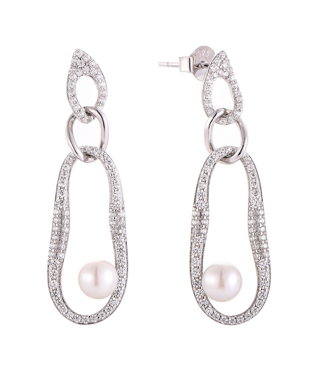 Обычай OEM ювелирные украшения девушки 925 фунтов серебра кубический циркония падение жемчужных сережек