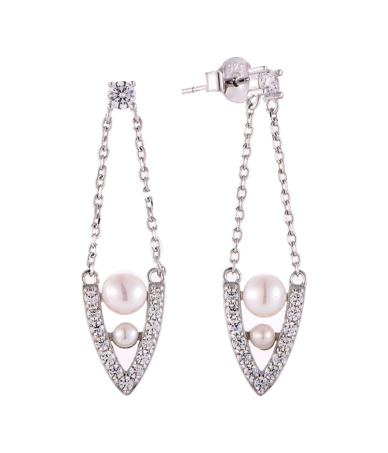 Обычай OEM ювелирные украшения девушки 925 фунтов серебра кубический циркония падение жемчужных сережек