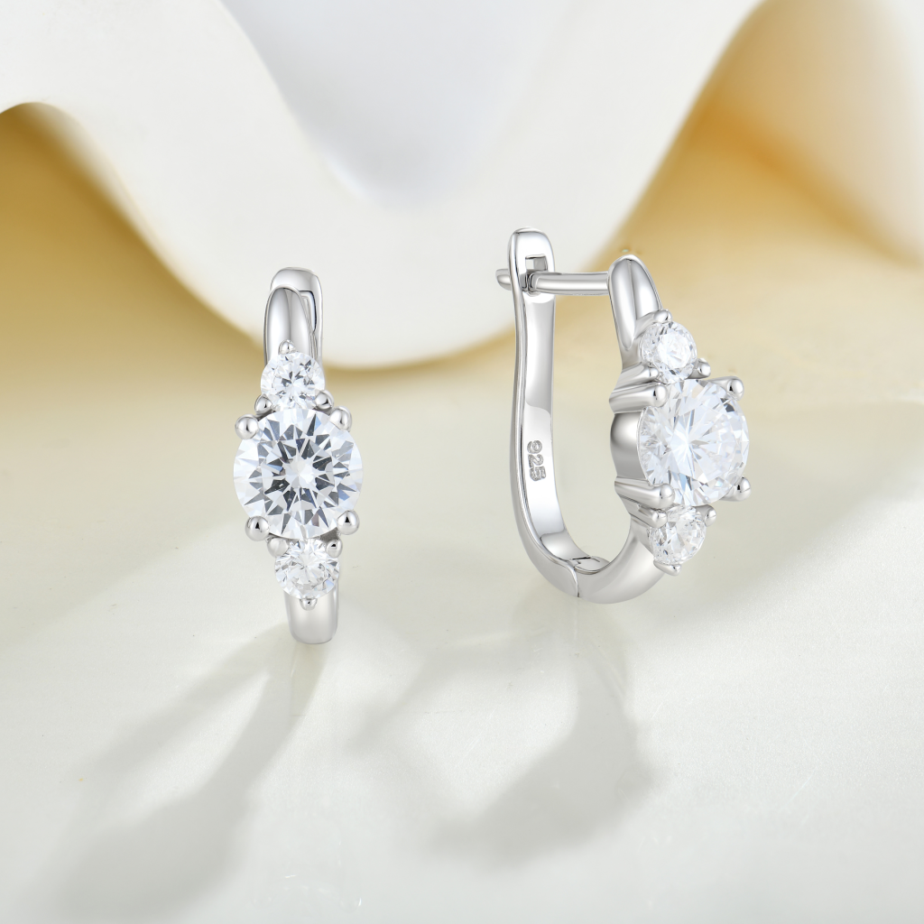 Классические свадебные украшения 925 серебристых цирконов 8A