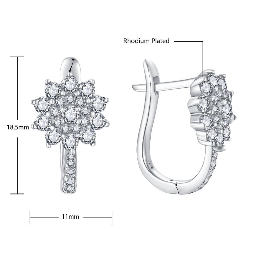 Завод сконструировал высококачественные белые цирконы, роскошные украшения цветов в форме цветка 925 сережки на сережки для женщин