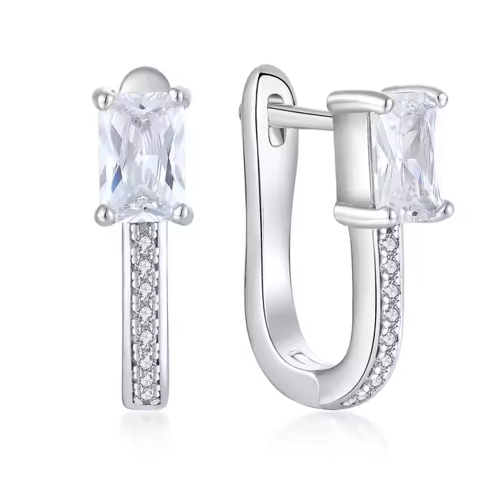 925 стерлинговых серебряных серёжек Zircon U типа серебряные серьги Stud для женщин девушки модные серьги бриллиантовые серьги