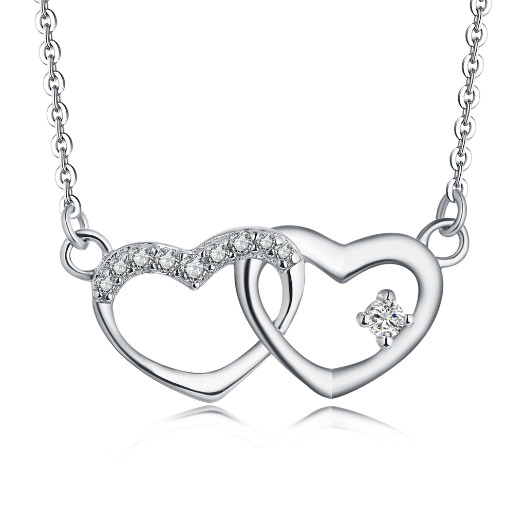 Оптовая оем ODM 925 Sterling серебряные ожерелья с двойным сердцем для женщин и детей