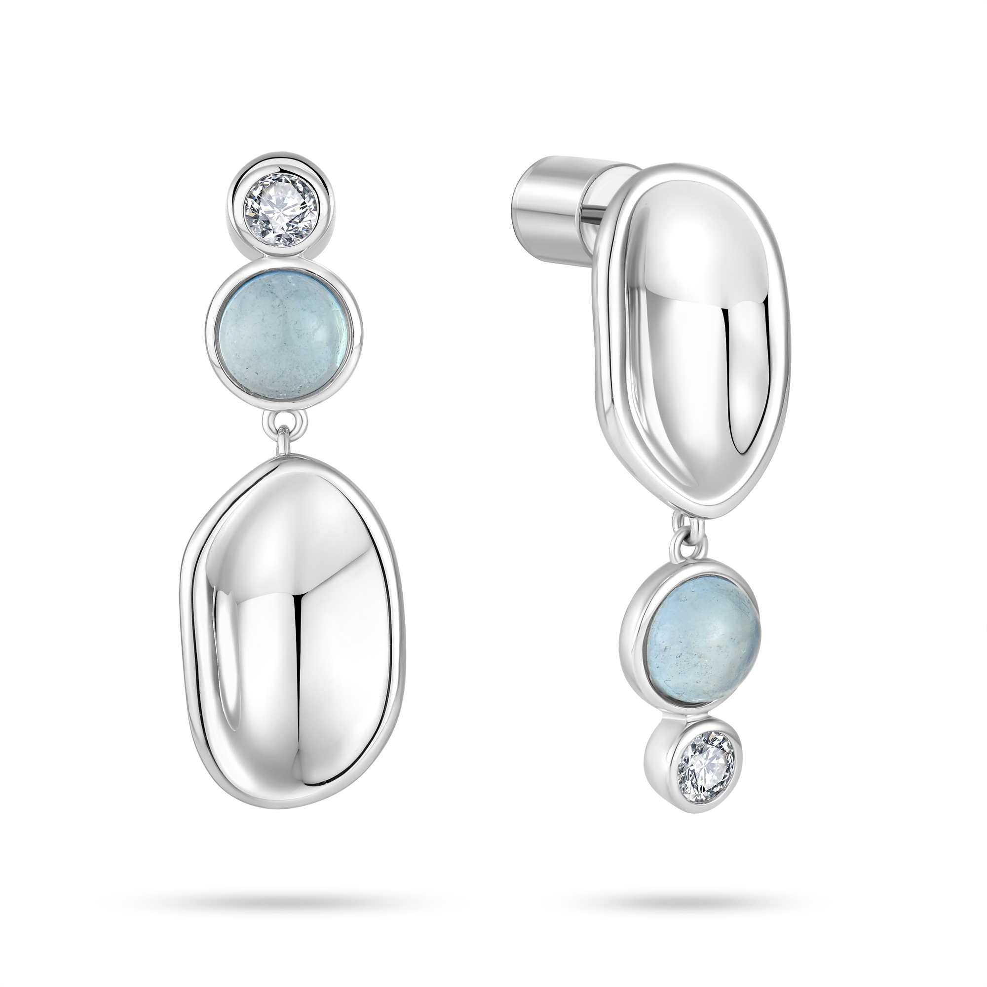 Женские серьги из серебра 925 пробы с геометрическими линиями, инкрустированные камнями. Стильный минимализм и лёгкая роскошь — универсальный аксессуар для офиса, свиданий и в подарок