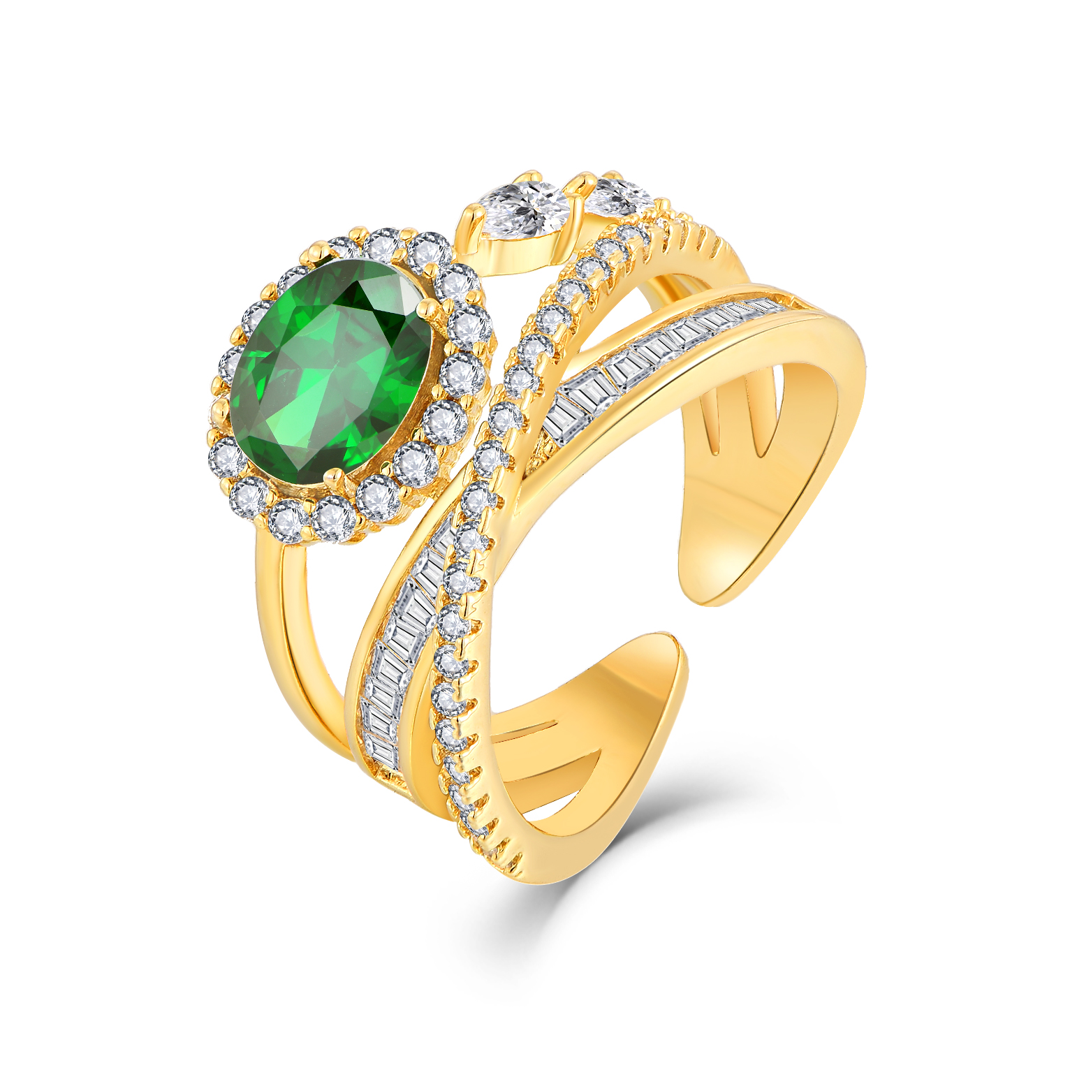 QX Minimalist 18K золотым покрытием роскошные ювелирные изделия 925 серебряный Zircon Open Ring для женщин день матери валентина подарок