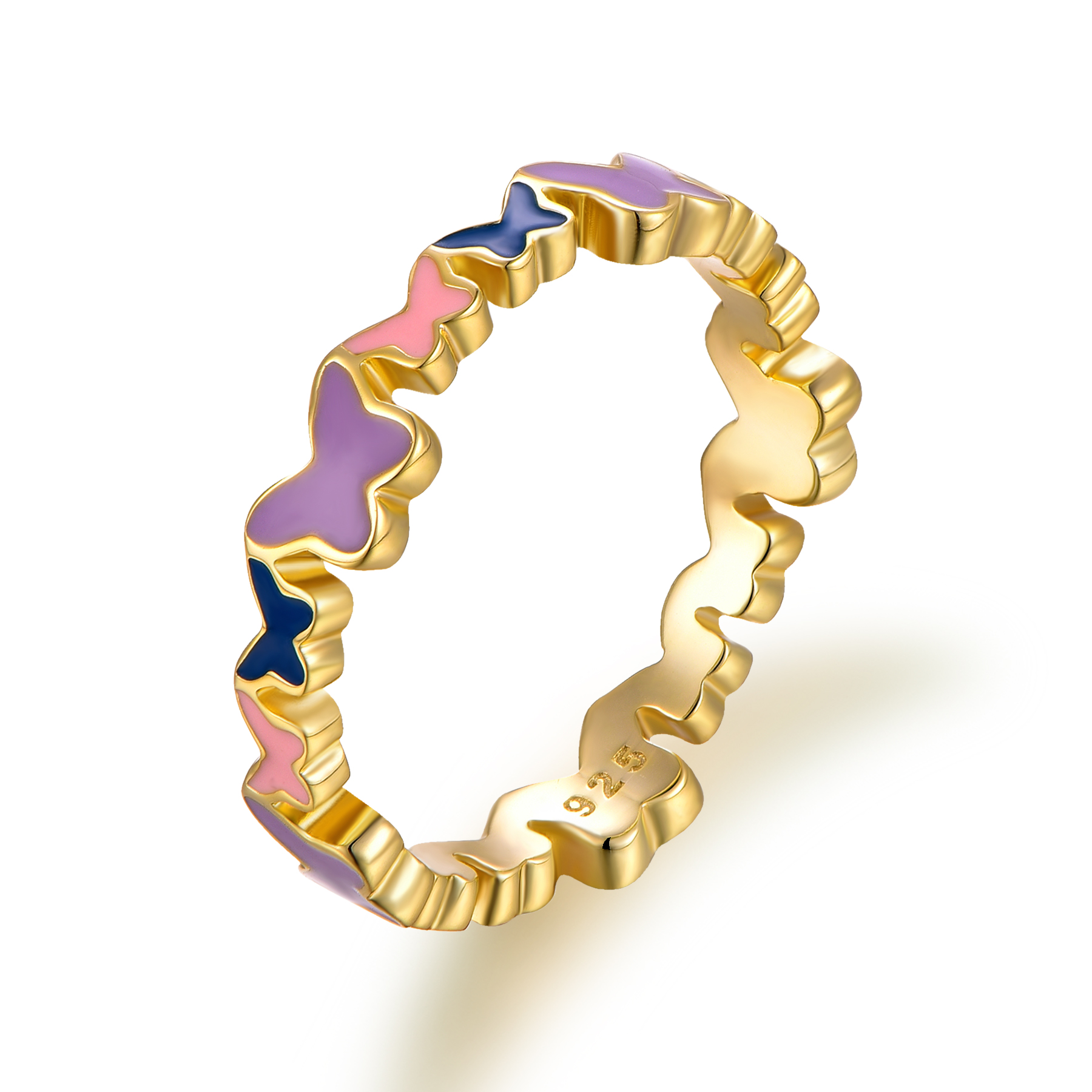 Кольцо с бабочкой из эмали с позолотой 18K – прямые поставки с фабрики, поддержка персонализированных заказов