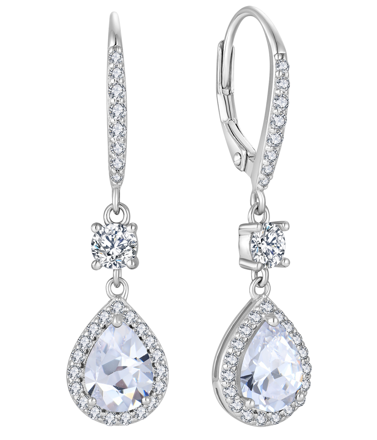 Zircon Fine Jewelry Luxury 925 фунтов серебра обруч падение & серьга Huggie для женщин