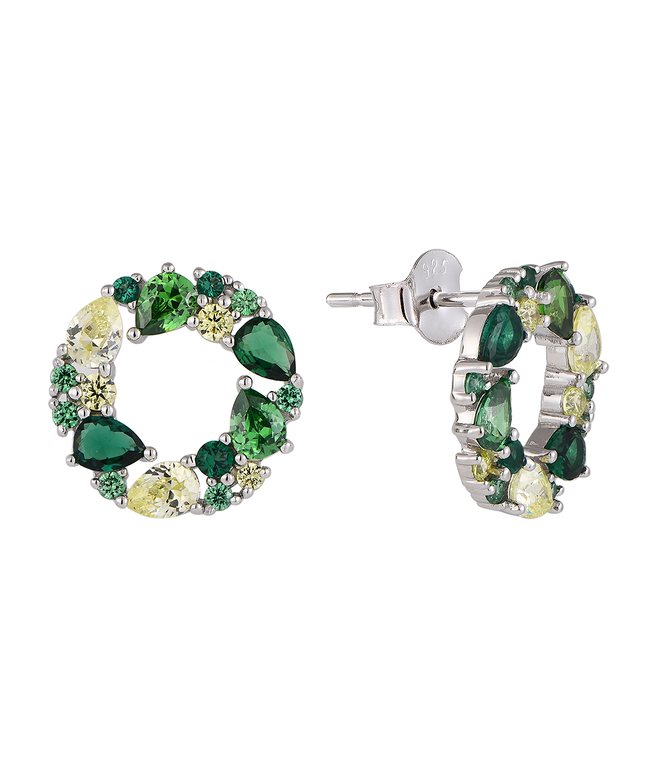 Позолоченные / родированные серьги из серебра 925 пробы с разноцветными фианитами, круглые серьги для женщин, эффектное украшение в подарок