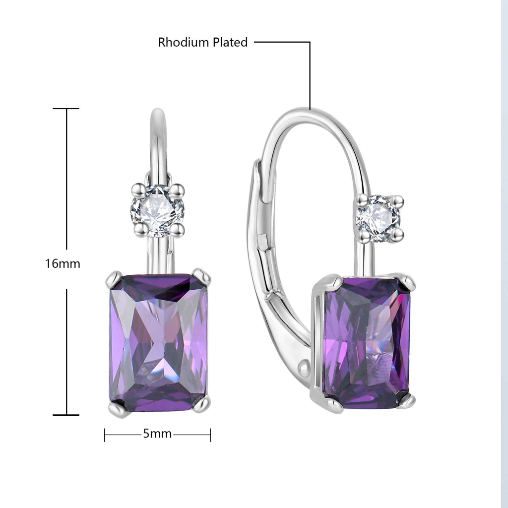 Вновь прибывшие винтажные украшения 925 фунтов серебристый красочный розовый квадрат Zircon Huggies обручальные серьги для женщин