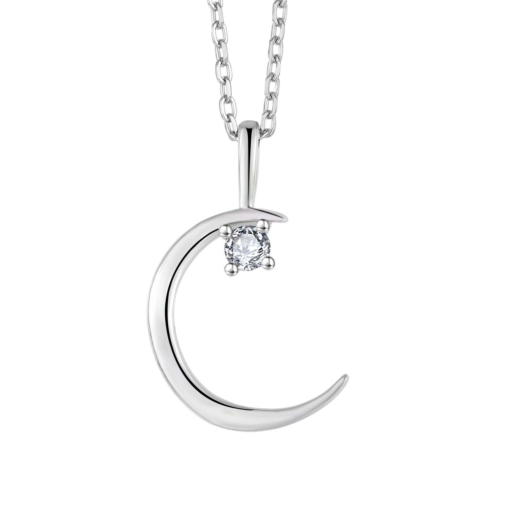 Фабрика пользовательские ювелирные украшения OEM персонализированные стерлингового серебра 925 CZ каменные лунные ожерелья для женщин