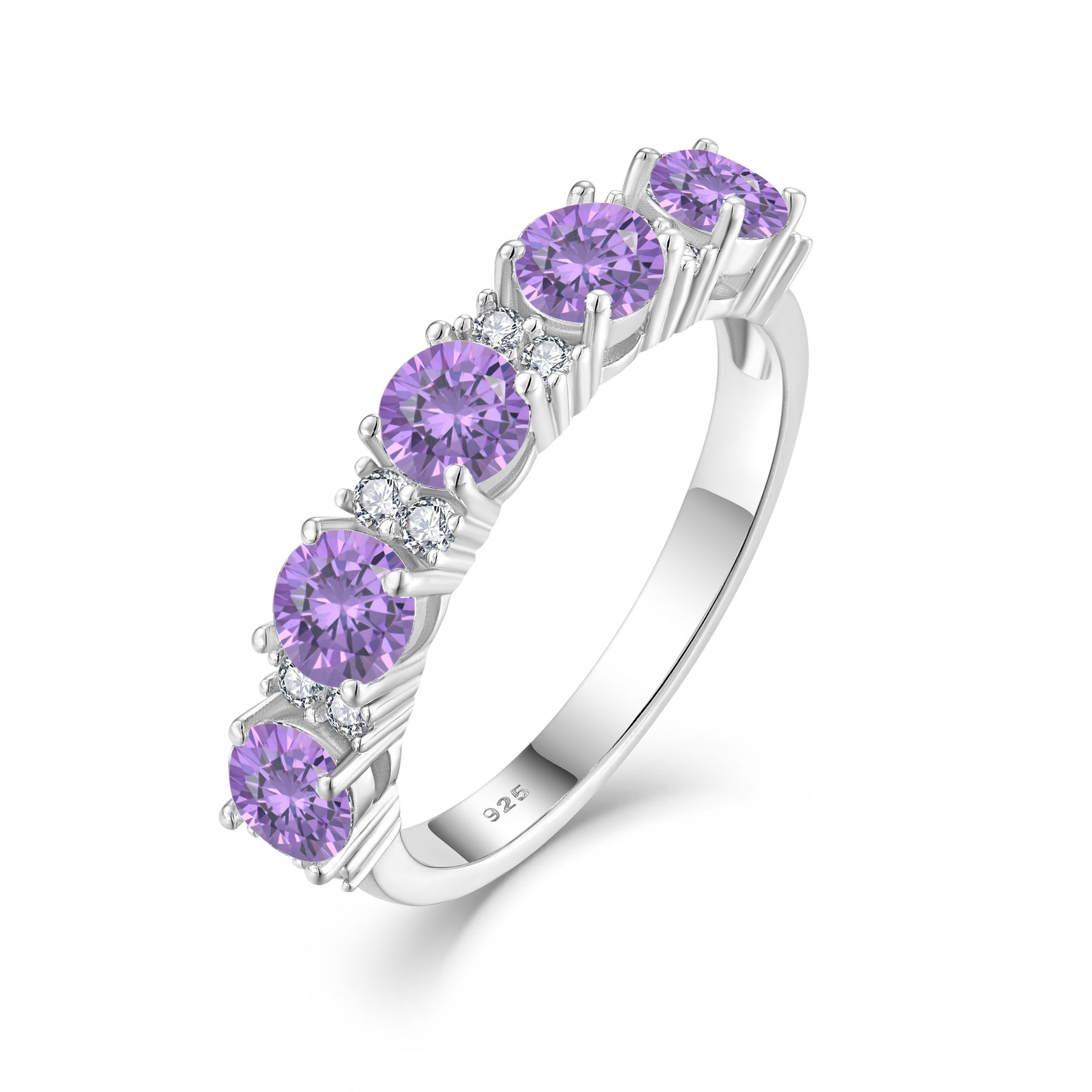 Кольцо для женщин из серебра 925 пробы с цирконием, круглый ограненный камень, в нескольких цветах, классическое элегантное украшение-подарок