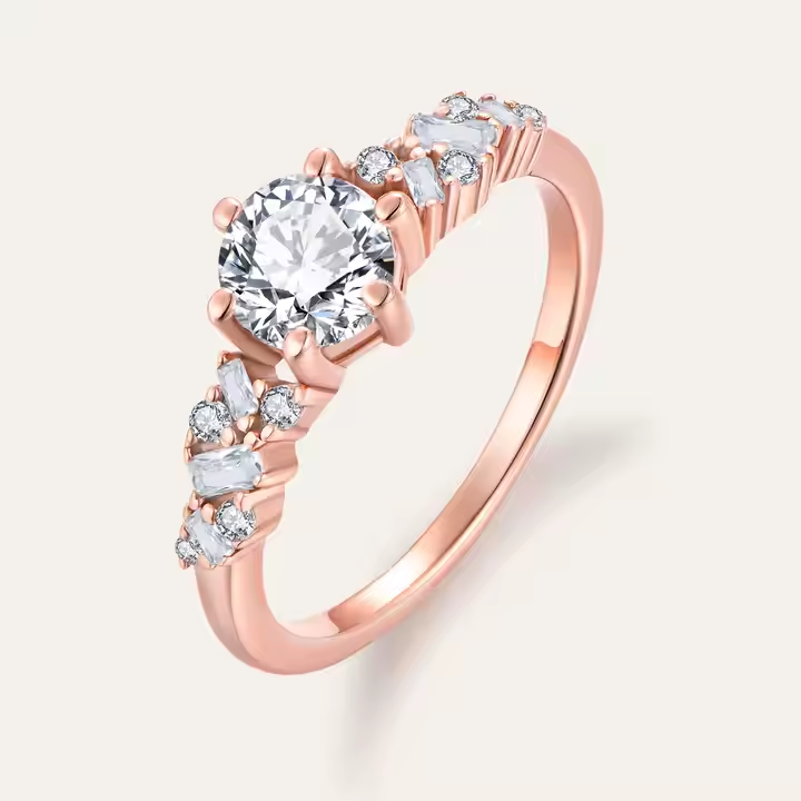 OEM Custom Fine Luxury Women’s Wedding Rings Rose Gold Plated S925 серебристый красивый кубический циркония алмазных инлей сторон
