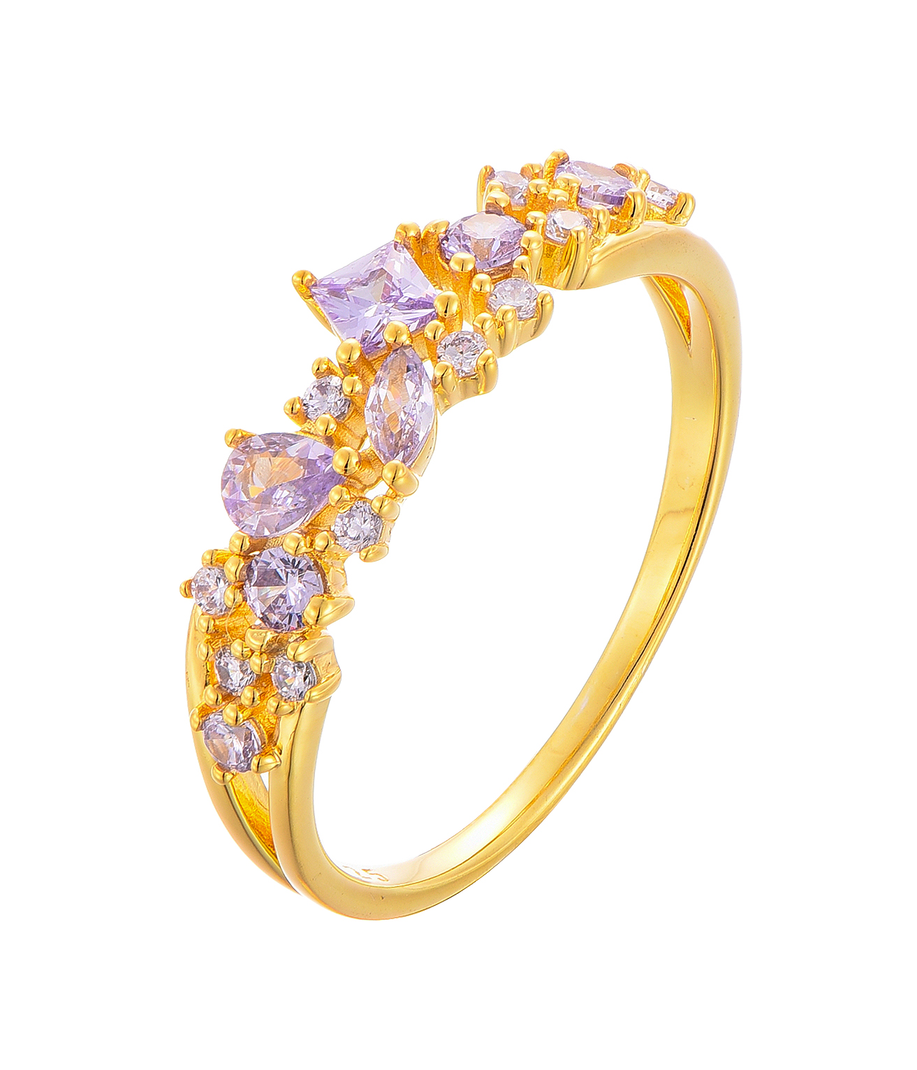 Кольца «Цветочный букет» – художественные кольца из серебра 925 пробы с комбинированными цирконами, яркий эффектный аксессуар, фабричного производства, возможен индивидуальный заказ (OEM)