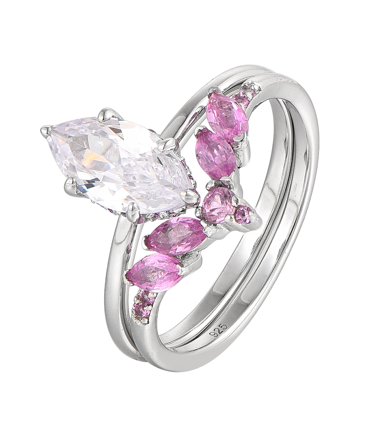 Кольцо из серебра 925 пробы с огранкой «маркиз» для женщин, инкрустированное цветными камнями и фианитами, изысканное и элегантное, доступно в разных цветах