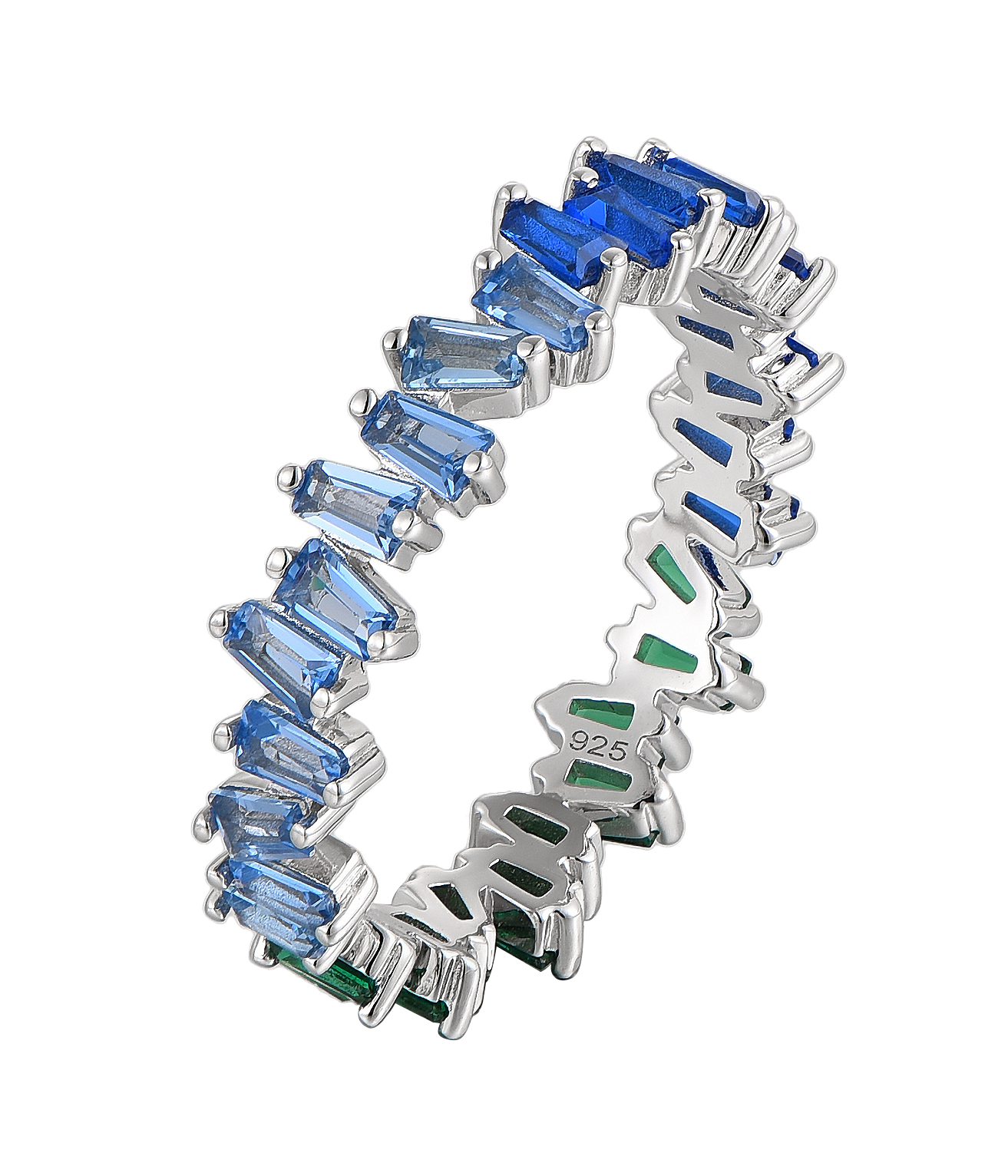 Кольца «Багет» в стиле вечности – кольца из серебра 925 пробы, фабричного производства, современный элегантный дизайн с камнями огранки «багет» по всему кругу, возможен индивидуальный заказ (OEM), идеально подходят для носки по одному или в комплекте.