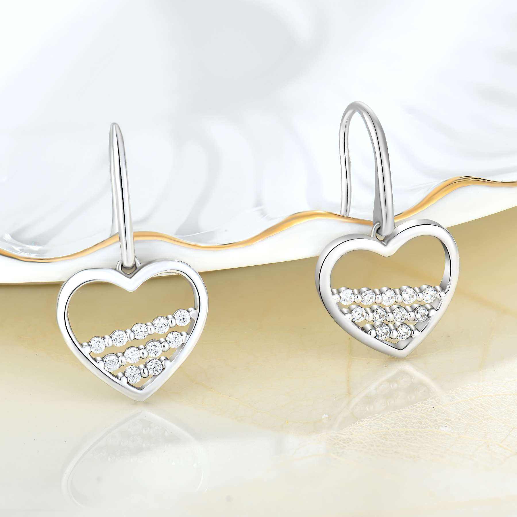 ENDLESS Ювелирные изделия ручной работы 925 серебристый стерлинг с родиевым покрытием сердце кольцо виселица для женщин для свадеб Zircon