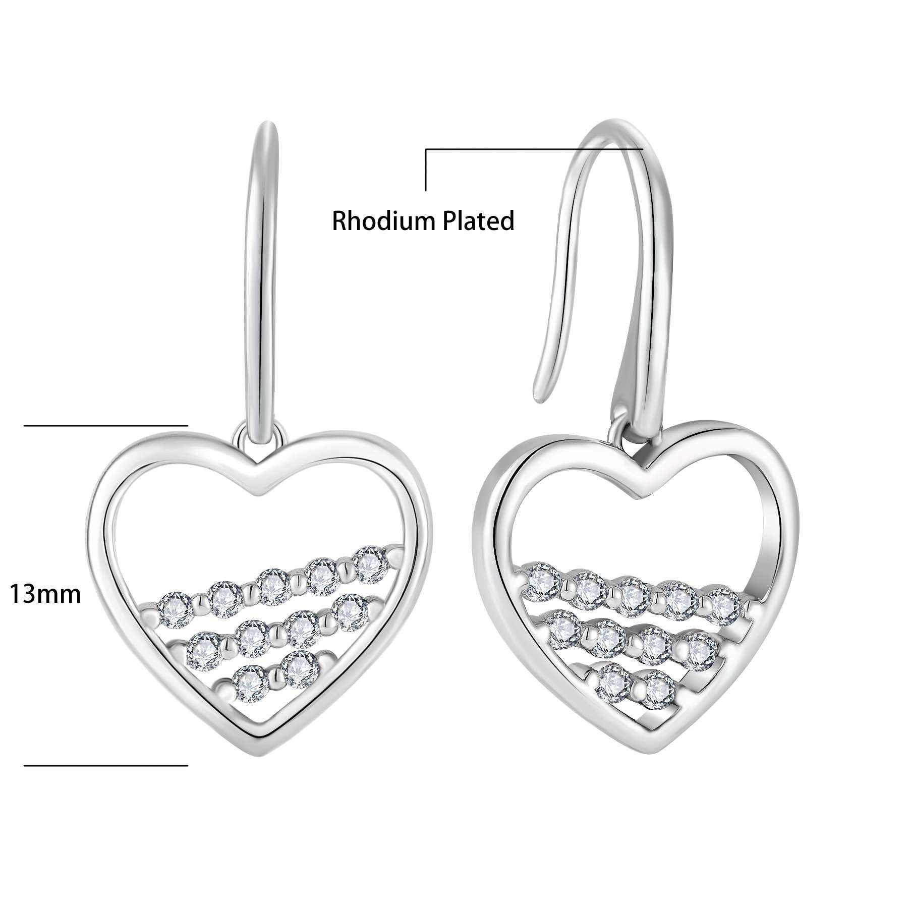 ENDLESS Ювелирные изделия ручной работы 925 серебристый стерлинг с родиевым покрытием сердце кольцо виселица для женщин для свадеб Zircon