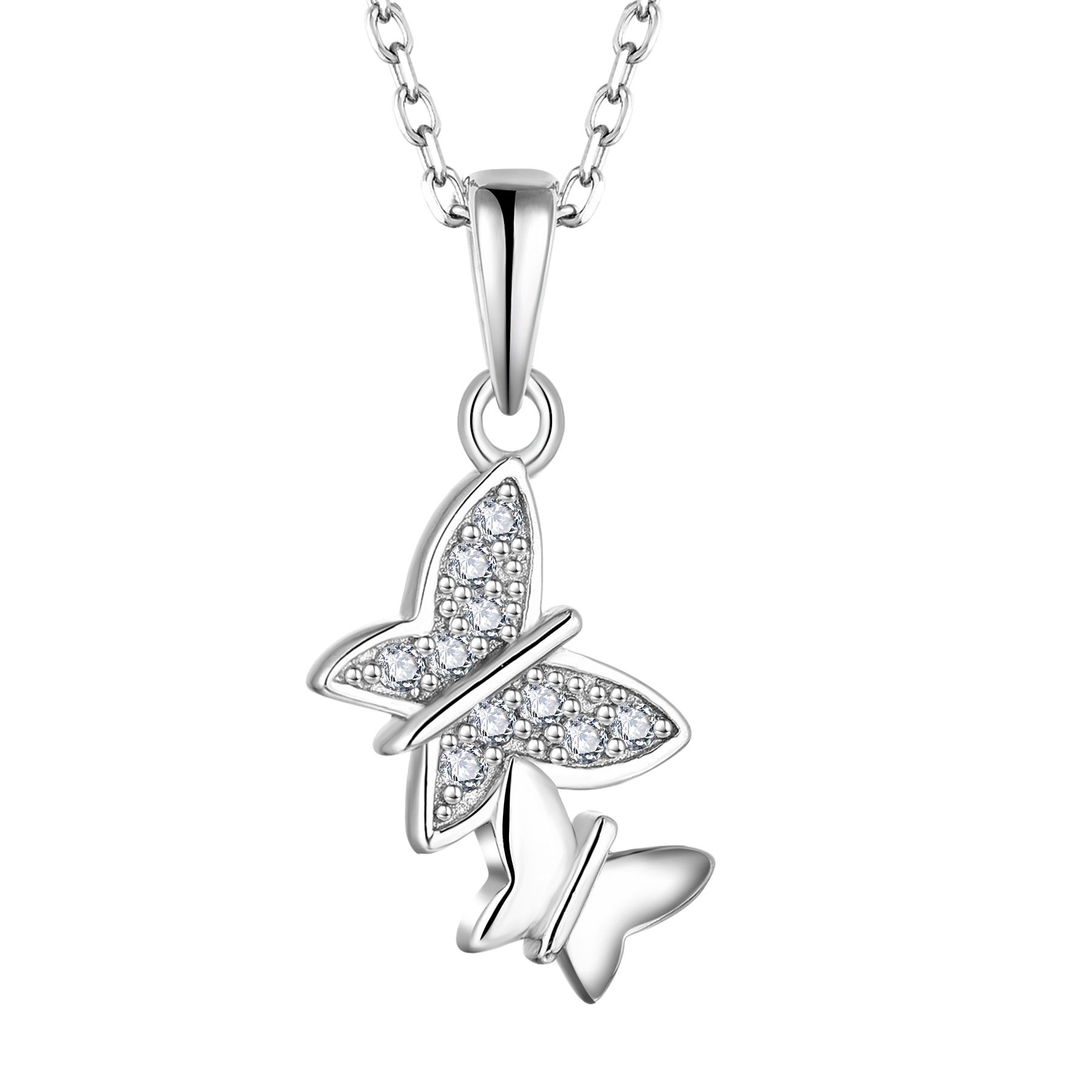 Мода оптовая сладкая вставить бабочки кулон чистый кубический циркон ювелирные изделия из серебра бабочки стерлинга