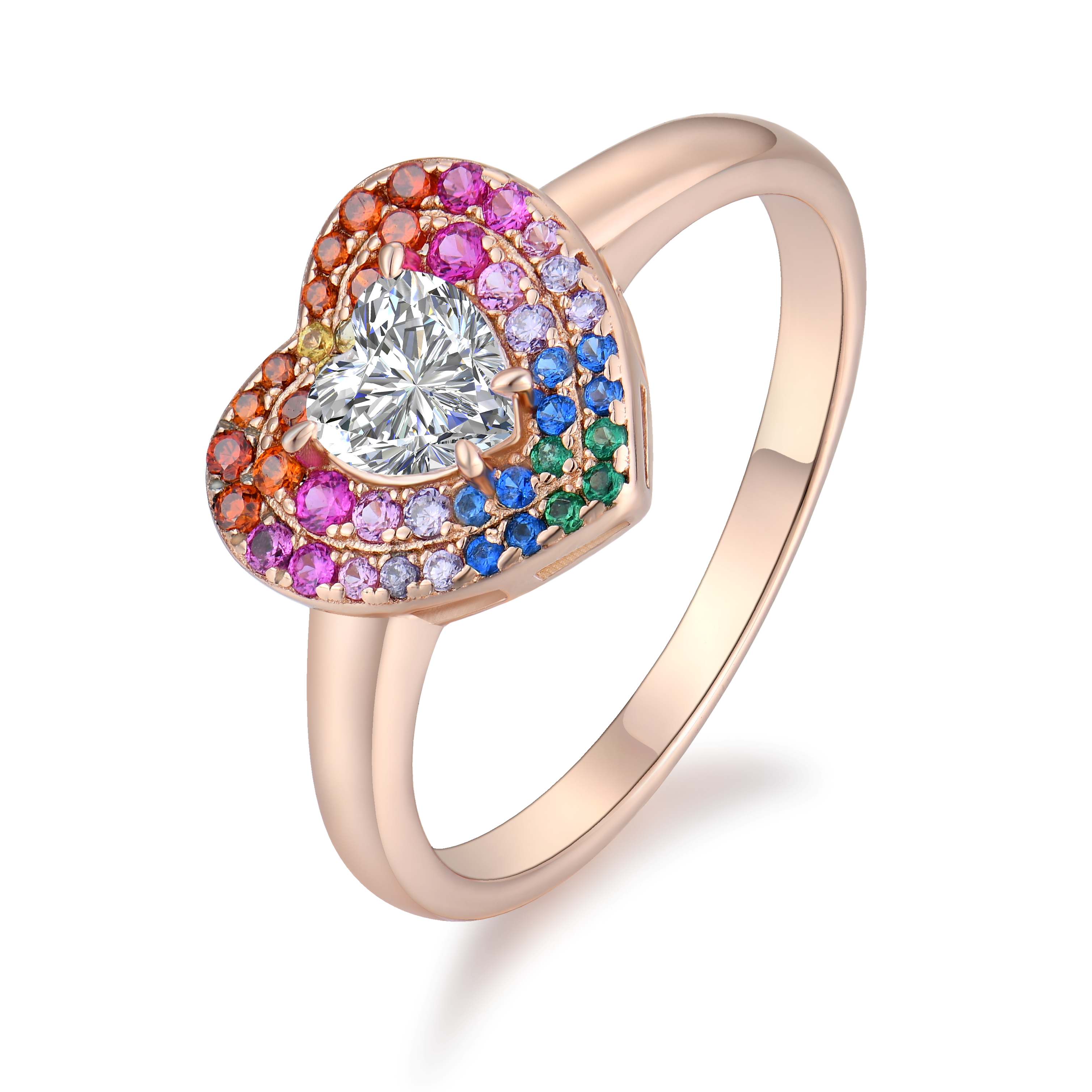 Разноцветные кольца-сердца для повседневной носки