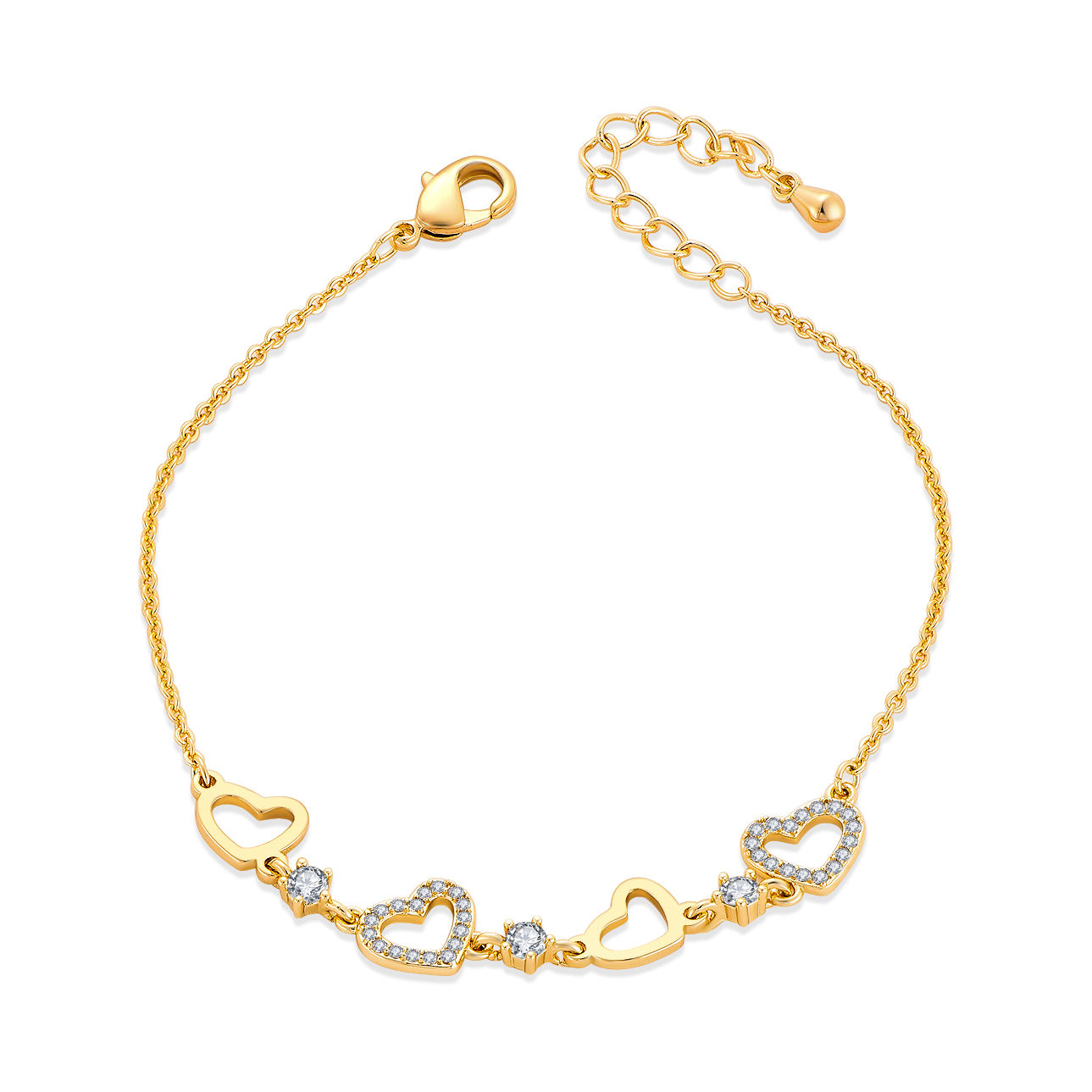 Endless Ювелирные украшения на заказ OEM 18K золотым покрытием 925 фунтов серебра циркон женщин очарование браслеты сердца браслеты