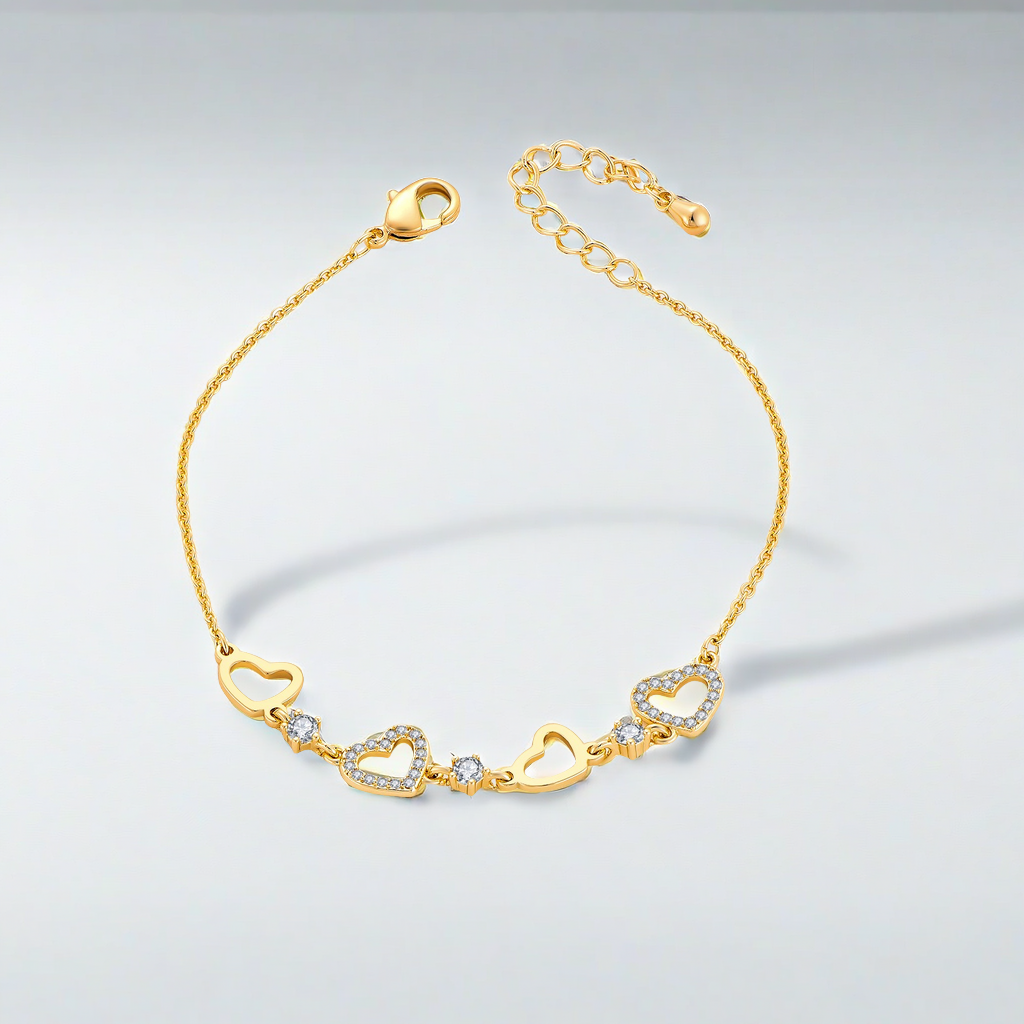 Endless Ювелирные украшения на заказ OEM 18K золотым покрытием 925 фунтов серебра циркон женщин очарование браслеты сердца браслеты