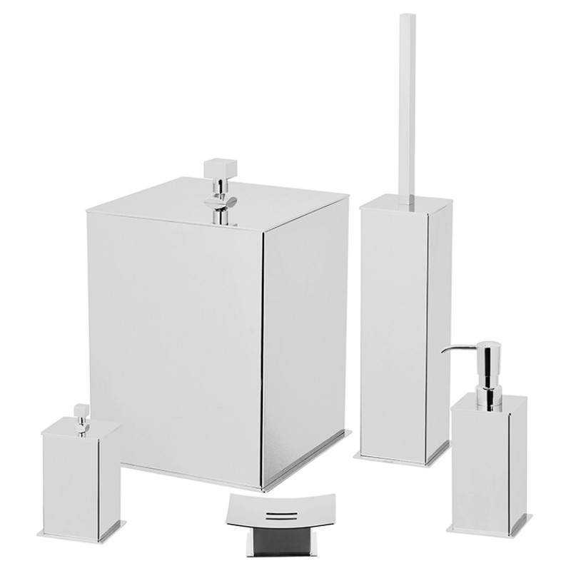 Комплект аксессуаров для ванной квадратный из нержавеющей стали (белый, золотой, хромированный, матовый черный) | Люксовый набор для санузла