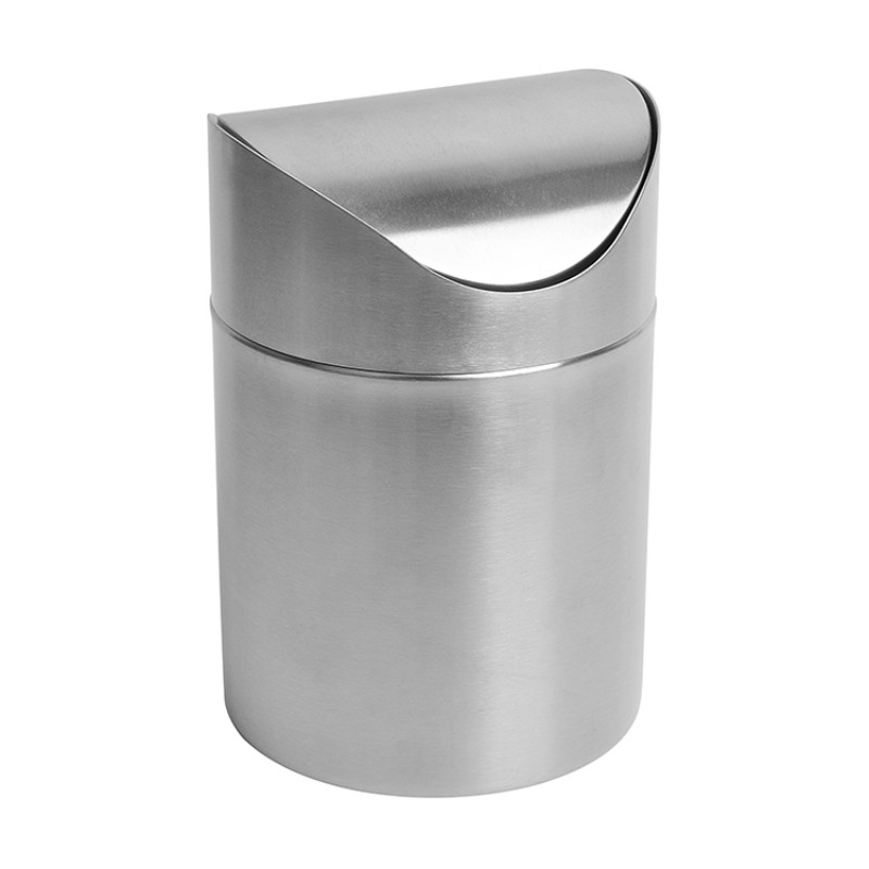 Настольное мусорное ведро из нержавеющей стали, серебристое, 1,5 л – с крышкой, для офиса и дома