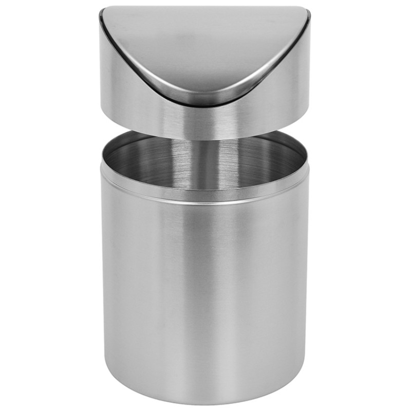 Настольное мусорное ведро из нержавеющей стали, серебристое, 1,5 л – с крышкой, для офиса и дома