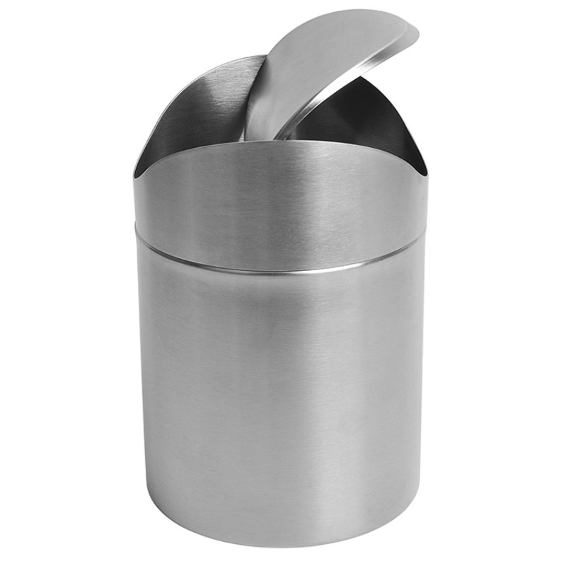 Настольное мусорное ведро из нержавеющей стали, серебристое, 1,5 л – с крышкой, для офиса и дома