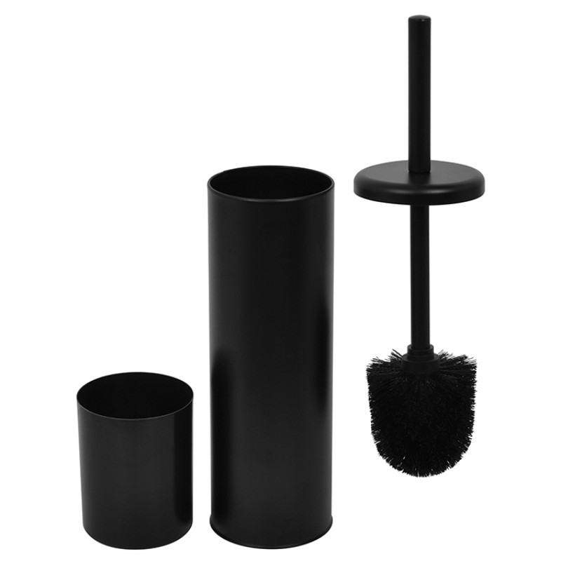 Металлическая туалетная щетка с закрытым держателем, матовый черный