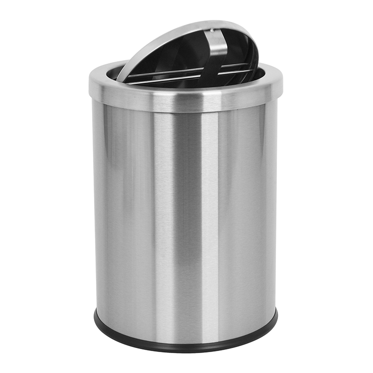 Мусорное ведро металлическое с крышкой, нержавеющая сталь, антикоррозийное, для офиса, гостиной, с антискользящим дном