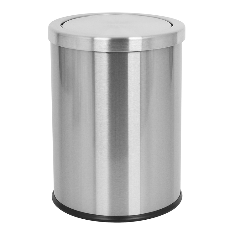 Мусорное ведро металлическое с крышкой, нержавеющая сталь, антикоррозийное, для офиса, гостиной, с антискользящим дном
