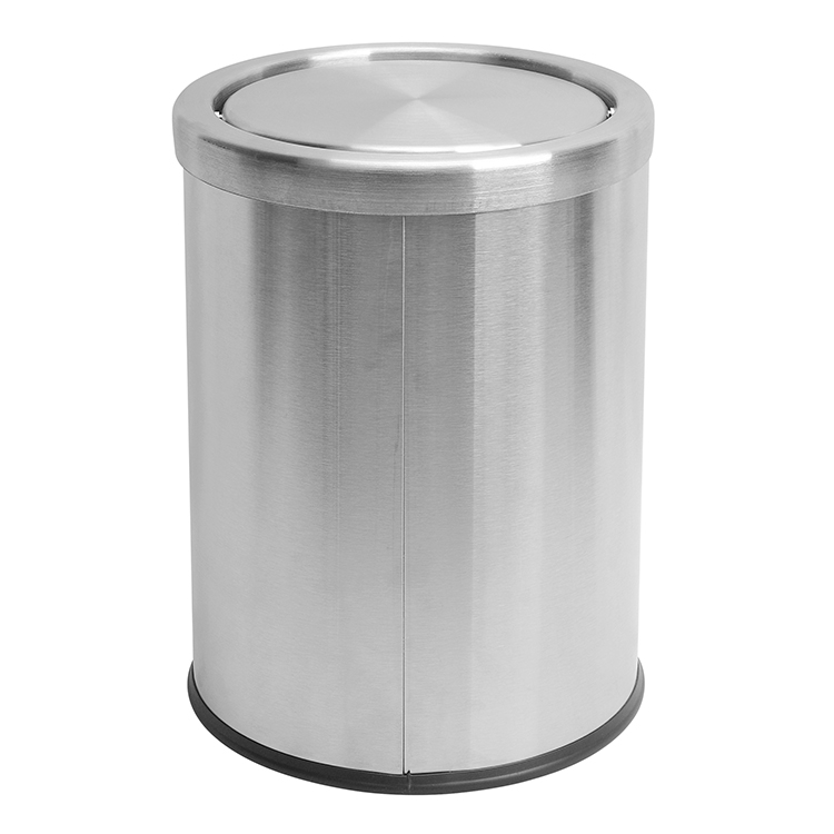 Мусорное ведро металлическое с крышкой, нержавеющая сталь, антикоррозийное, для офиса, гостиной, с антискользящим дном