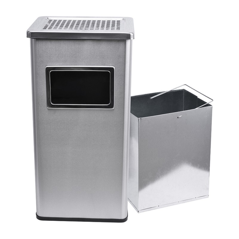 Мусорный бак из нержавеющей стали с боковым окном для офиса и улицы