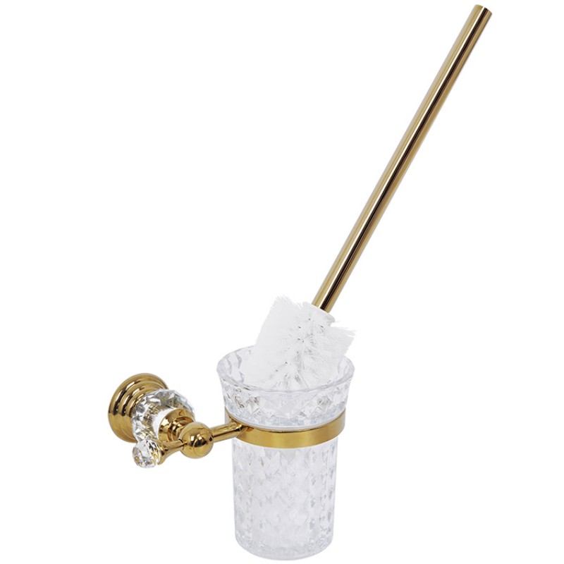 Настенная щетка для унитаза с держателем, Золотая фурнитура, Кристаллический стакан, Сантехника для ванной