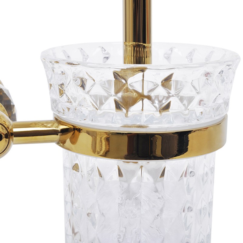 Настенная щетка для унитаза с держателем, Золотая фурнитура, Кристаллический стакан, Сантехника для ванной