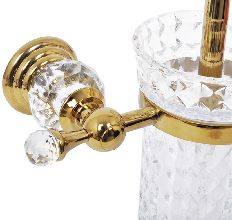 Настенная щетка для унитаза с держателем, Золотая фурнитура, Кристаллический стакан, Сантехника для ванной